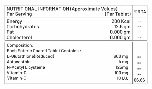 L GLUTATHIONE SKIN LIGHTENING & AGE DEFYING supplement facts